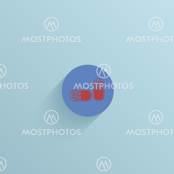 Vector flat circle icon on blue background. Eps10