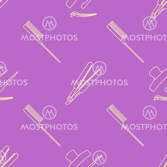 deco hairdresser tools seamless pattern