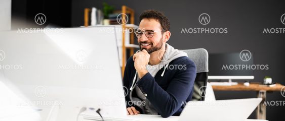 Employee Using Business Computer