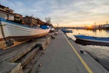 Sunset view of the port of Sozopol, Bulgaria