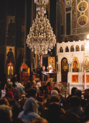 Greek Orthodox Christian Easter ceremony procession,...