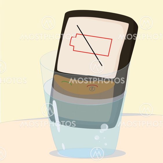 phone in glass of water