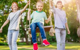 Family having holidays in natural park.