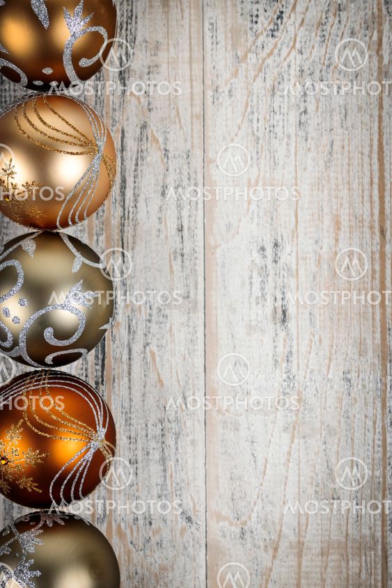 Golden Christmas ornaments border