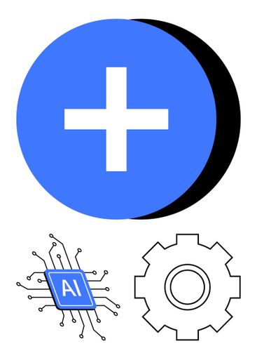 Technology innovation concept with AI chip, cogwheel,...