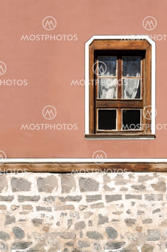 Vertical part of the facade of the old building in Plovdiv