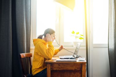 Woman Working Home Office Computer Laptop Home