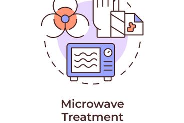 Microwave treatment multi color concept icon