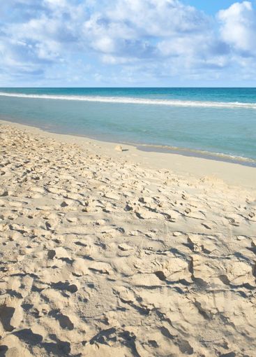 Sea, sand and beach coast for freedom, holiday trip and...