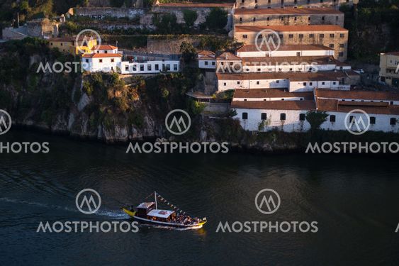 Top view of Ribeira at Douro river.