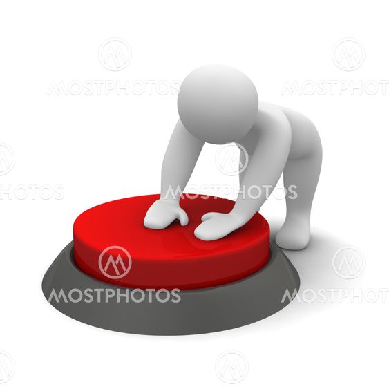 Man pushing red button