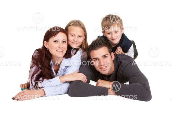 Happy young family spending time together