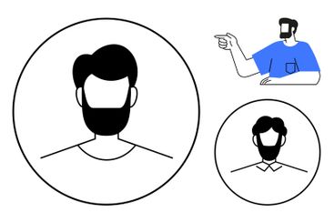 Minimalist male avatars with different facial hairstyles...
