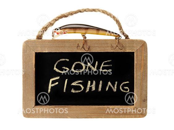 Gone fishing on blackboard