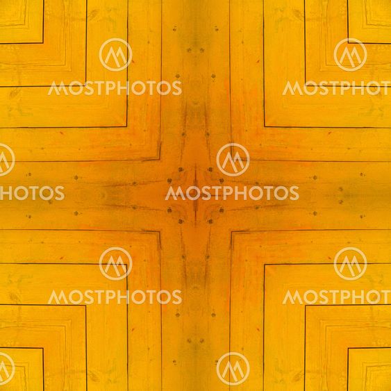 a photo of an orange wooden wall of a painted village...