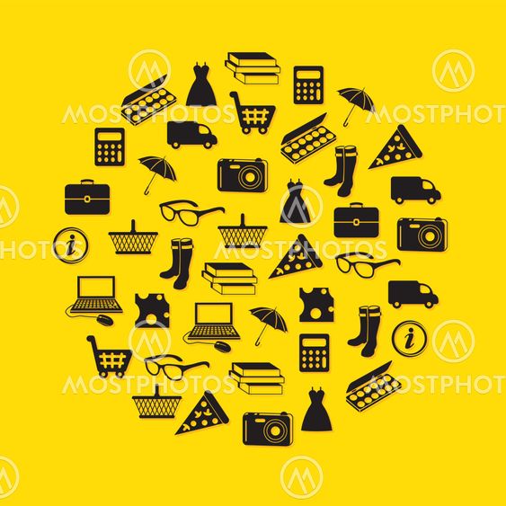 shopping icons in circle