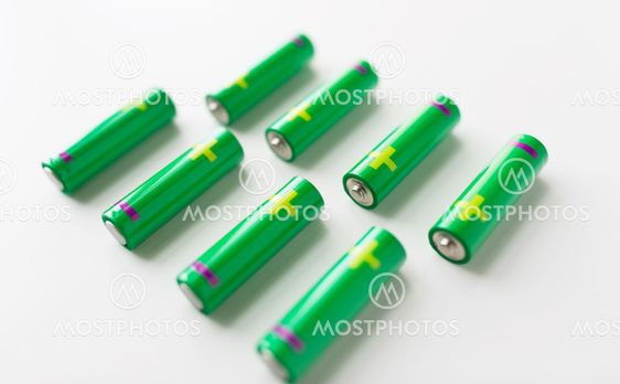close up of green alkaline batteries