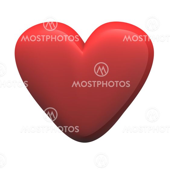 Red glossy heart isolated on white