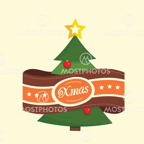 Pine tree christmas label