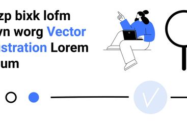 Man Sitting with Laptop, Symbols for Search,...