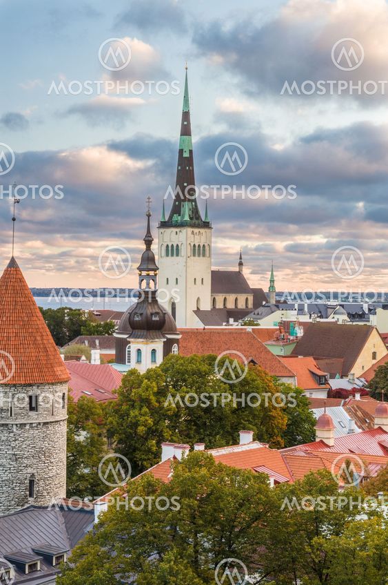 Morning view of old town Tallinn, Estonia