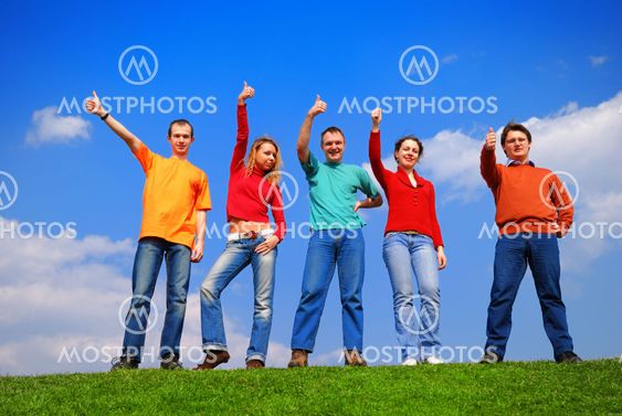 Group of people with thumbs up