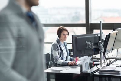 Personal assistant working in corporate office.