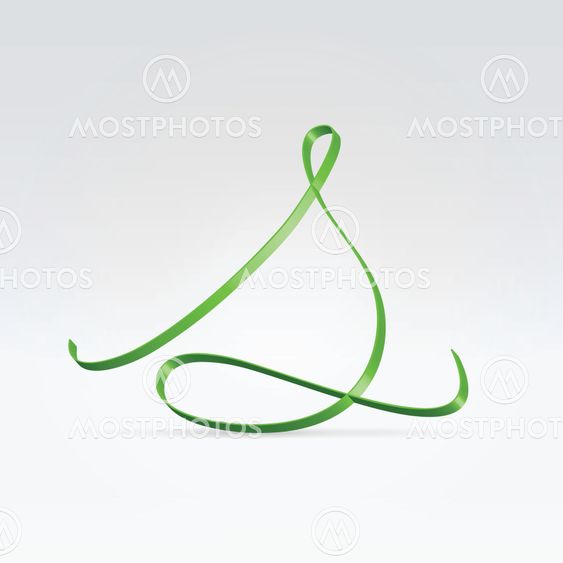 Thin green satin ribbon typeface