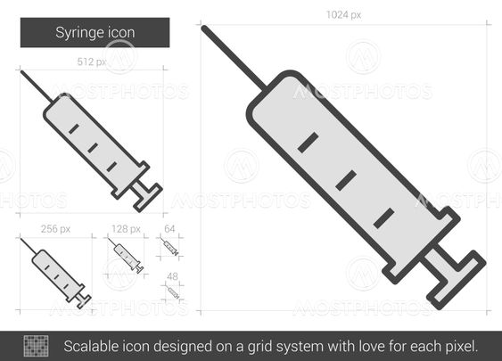 Syringe line icon.