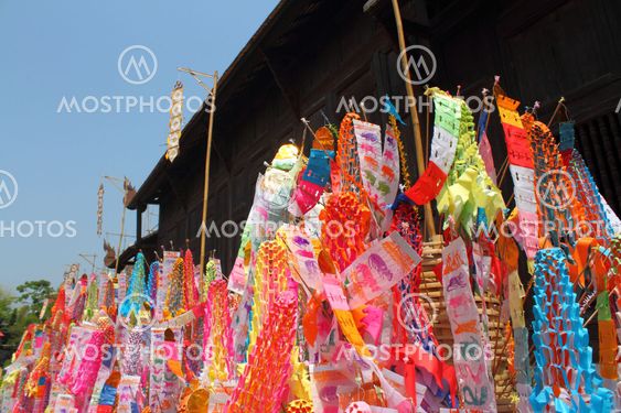 Color paper flag for Buddha worship