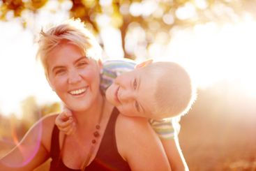 Portrait, mother and son in park, love and bonding...