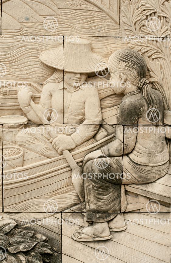 native molding art on wall in thai style