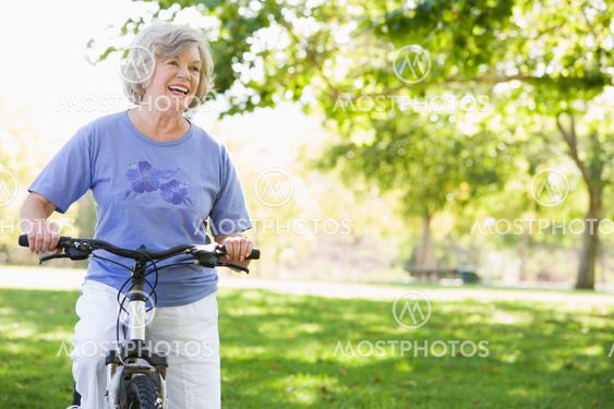 Senior woman on cycle ride