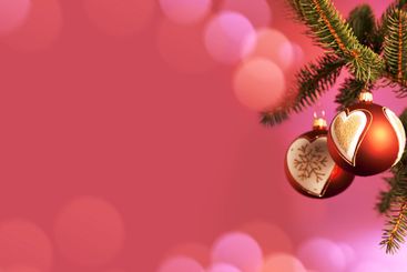Christmas banner with decorative balls on a branch