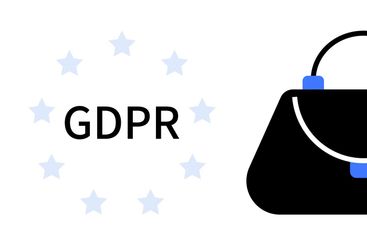 Data Privacy Concept with GDPR Text, Secure Handbag, and...
