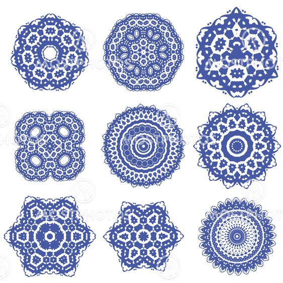 Round Geometric Ornaments Set Isolated
