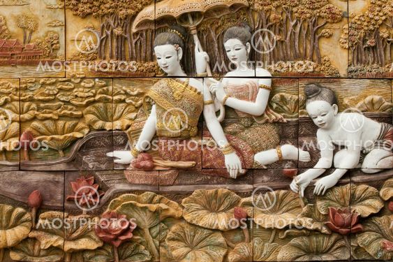 native molding art on wall in thai style