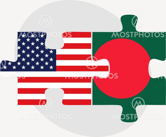 USA and Bangladesh Flags in puzzle