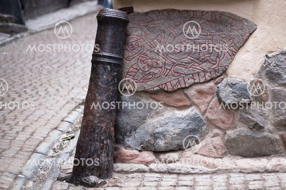 Viking Rune Stone in Gamla Stan, Stockholm Old Town