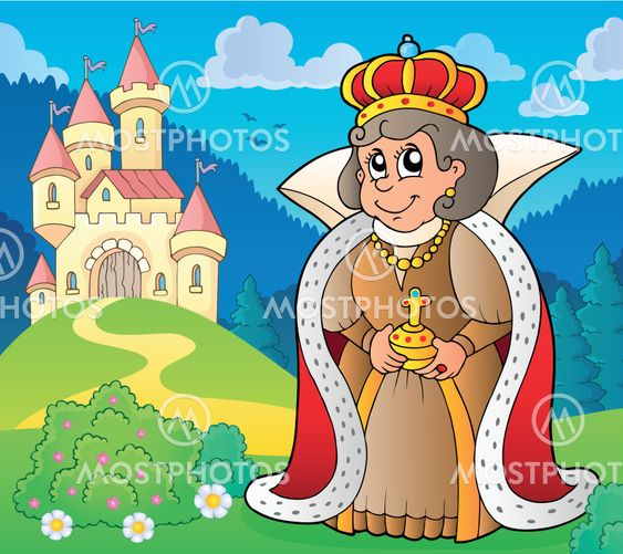 Happy queen near castle theme 5