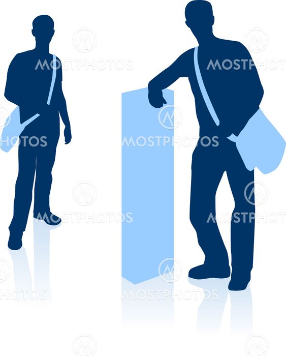 Handsome young man with duffle bag in silhouette
