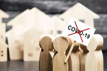 Protesting people calling to stop quarantine prohibitory...