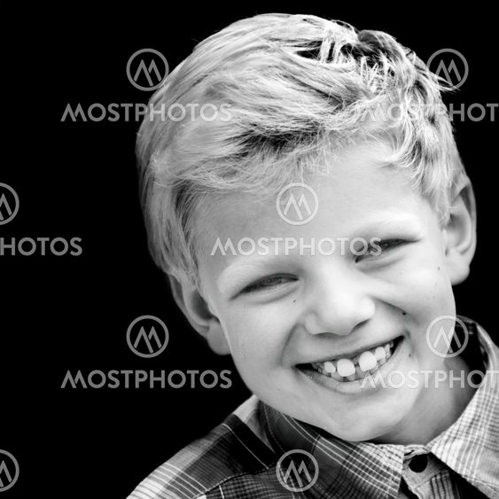 Happy boy black and white
