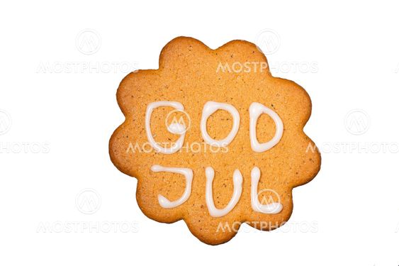 Gingerbread biscuit God Jul, isolated
