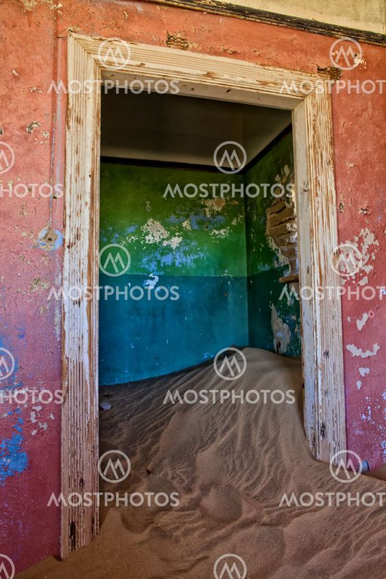 house full of sand in kolmanskop namibia africa