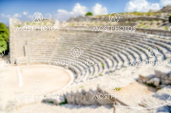 Defocused background with the Greek Theatre of Segesta,...