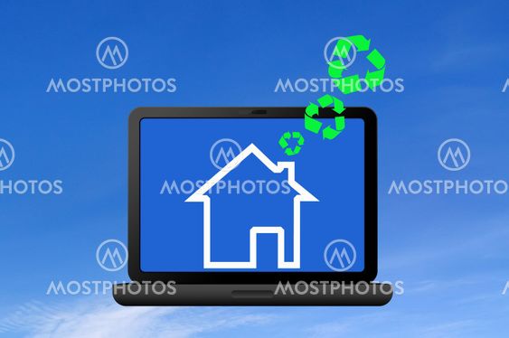 Recycling symbol and icon house