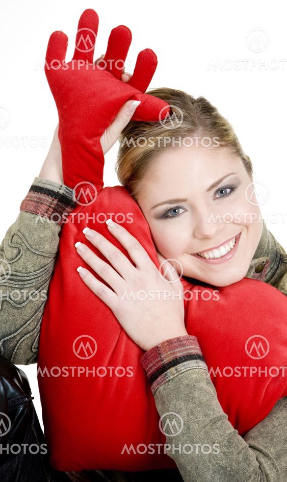 portrait of woman holding a heart