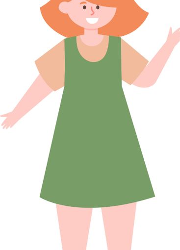 Full length vector illustration featuring a young woman...