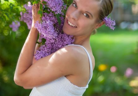 A Beautiful Woman enjoying the serenity of Spring 